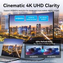 VENTION 4K USB C 转 HDMI 线，仅 Type-C 转 HDMI，支持 &HDCP 2.2 音频和 3D 视频同步，兼容显示器、投影仪、平板电脑、手机、笔记本电脑、电视 - 黑色 - 查看 5