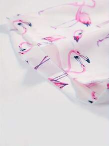 Men's Japanese Style Kimono Shirt, Vintage Open Shirt, Flamingo Printed Beach Holiday Top, Flowy Soft Breathable Yoga Apparel - White - View 4