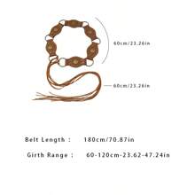 1pc Western Cowgirl Style Retro Waist Belt, American Vintage Metal Rivet Eyelet Patchwork Wide Waist Band, Punk & Personalized Summer, School