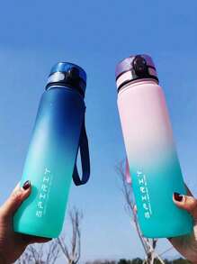 1 Stück 500ml, 650ml, 1000ml Großraum Kunststoff Farbverlauf Wassertasse, Outdoor Sport Wassertasse, Direkttrinkflasche für einfache Handhabung