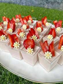 15pcs 5-Ounce Dessert Glass With Lid, Mini Pudding Jar, Summer Dessert Glass, For Tasting Appetizers, Fruits, Ice Cream, Mousse Cake, Free Transparent Spoon - Clear - View 6