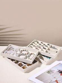 4 ~ 1pc High Quality ( Stackable / Drawer ) Velour Jewellery Trays - Stackable Fine Jewellery Trays / Racks, Jewellery Drawer Insert Container Display Box For Earrings, Rings, Necklace And Other Jewellery - Velvet Jewelry Tray - View 5