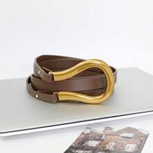 1pc Women's Horse Buckle Suit Belt, Multiple Colors, Fashion Versatile Waist Strap Decoration For Office Wear And Dress - Camel - View 13