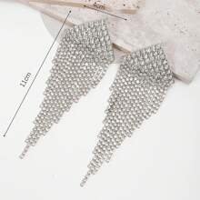 一对流苏水钻爪链吊坠耳环，个性化百搭派对珠宝