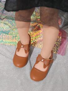 Gold Fashionable Girls High Heels With Ankle Strap, Floral & Pearl Decor, Suitable For Parties And Daily Wear - Brown - View 3