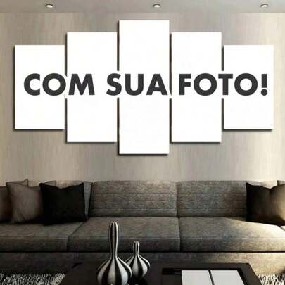 Quadro Personalizado COM SUA FOTO 80X50 cm 5 Peças Decorativo Mosaico