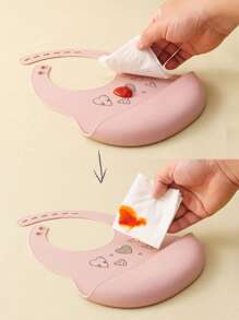 PopLittleOne 2PCS Silicone Baby Bibs Cartoon Pattern Bibs Solid Color Baby Tableware Waterproof Baby Stuff Adjustable Baby Tableware Baby Shower Gift