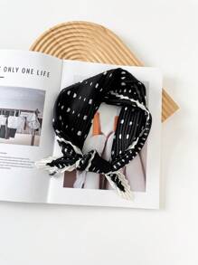 1 件装新款皱褶围巾小方丝巾 70 厘米印花小丝巾，女士新款缎面褶皱围巾