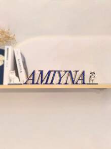Customized English Name Acrylic Adhesive Wooden Ornament, Perfect Gift For Valentine's Day, Thanksgiving, Mother's Day, Christmas, Warm Home Decor, Holiday Atmosphere Decoration, Party Decoration, Desktop Decor, Study Decor Gifts Birthday Graduation