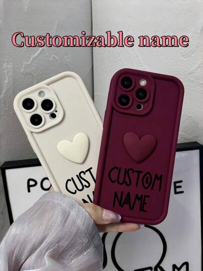 Customizable Name, Big Heart Design, Soft Silicone Full Body Protective Case With Lens Protection, Shock-Proof And Drop-Resistant, Thick Phone Case Compatible With IPhone 16, 15, 14, 13, 12, 11, A12, A13, A14, A52, S24, S23, S20, Redmi, OPPO,Stylish,Colorful,Vintage,Cute,Contracted,Funny,Custom,Personalized,Unique,Customized,Ideal Gifts For Him,Ideal Gifts For Her,Boyfriend,Girlfriend,Family,Friends,Grandparents,Couple,For Anniversaries,For Birthdays,Season Picks,Cell Phones & Accessories,Customized Phone Cases
