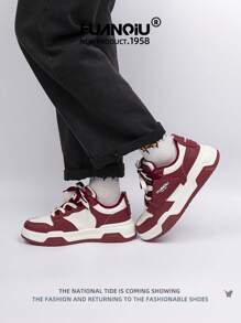 HUANQIU 2026新款男鞋，男士运动鞋，黑色鞋，滑板鞋，时尚白鞋，多功能轻便舒适白鞋，系带软底休闲鞋，跑步鞋，红白四季鞋 - 紅白色 - 查看 7