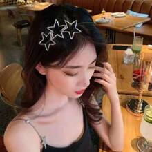 1 件锌合金银星发夹头带，优雅发饰，5 点星形发夹，2025 年新款女士设计
