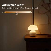 Dawnwake Ceramic Base Mushroom Table Lamp Small,Unique Aesthetic Cute Small Night Light For Christmas Gifts - 粉紅色的 - 查看 5