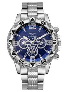 Blue Light Glass Men's Business Watch, Steel Band Quartz Watch With Multi-Function Digital Scale Chronograph, Suitable As Gift For Anniversary, Year-End Promotion, Singles' Day, Halloween Promotion, No Gift Box