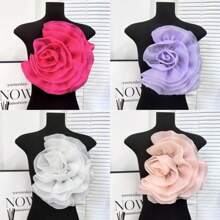 3D 花朵欧根纱手工花朵贴布 DIY 服装胸花缝纫贴花配饰服装连衣裙颈部装饰 - 彩色 - 查看 10