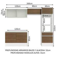 Armario De Cocina Completo Madesa 260cm Topazio 01 Blanco/Marrón - Marrom y Blanco - Ver 3