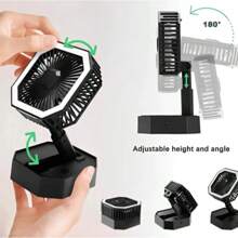 Mini Ventilador Portátil Recarregável Multifuncional USB com Led Cool Summers - Preto - Visão 4