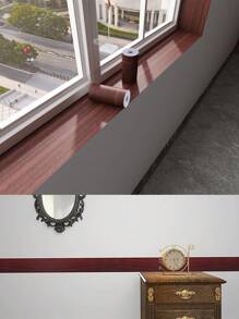 1pc 10m/393inch Realistic Wood Grain Textured Adhesive Tape, Waterproof Repair Sticker For Floor, Furniture, Baseboard, Doorframe, Window Sill