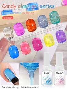 1pc 15ml Nail Dopamine Candy Glass Color Nail Polish Gel 2025 Hit Ice Transparent Sparkle, Special For Nail Art.