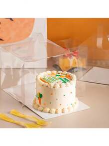 10 件/套手持透明生日蛋糕礼品盒蛋糕烘焙透明塑料纸杯蛋糕盒适用于婚礼派对 - 無色 - 查看 4