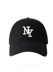 1pc Embroidered NY Letter Baseball Cap, Adjustable Outdoor Sun Hat, Suitable For Spring, Autumn, Travel, Beach, Y2K Style For Youth