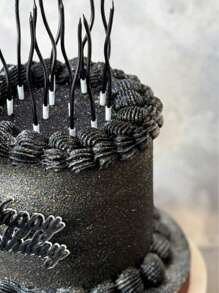 6 pièces Bougies décoratives noires spiralées et incurvées, de haute qualité, convenant pour les anniversaires, les fêtes, les mariages et les jours fériés - Multicolore - Voir 4