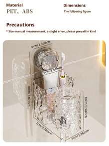 1 pieza Soporte para cepillo de dientes y vaso con ventosa, caja de almacenamiento integrada para cepillo de dientes y vaso, diseño montado en la pared sin perforación, solución ahorradora de espacio para almacenamiento y organización de baño, aseo y ducha, decoración de baño para el hogar, decoración de otoño, regreso a clases