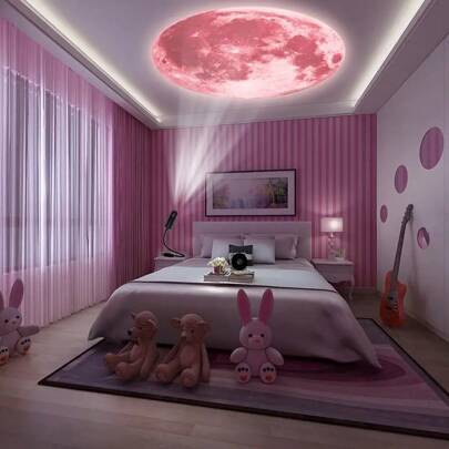 USB Powered Moon LED Projector Light, 3D Starry Sky Night Light - High Brightness Romantic Atmosphere Decor Lamp, 360° Rotation, Portable Projector, Suitable For Bedroom Ceiling And Photo Background, Creative Gift Choice
