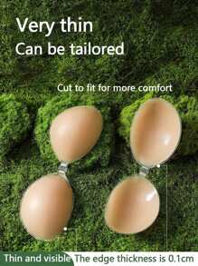 1 双女士隐形无肩带粘性胸罩，适合无肩带和露背连衣裙、运动胸罩，适合各种连衣裙、婚纱、睡衣 - 米色 - 查看 10