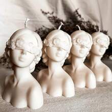 1pc 3D Candle Silicone Mold, Closed Eyes Girl And Blindfolded Girl Mold For DIY Jewelry, Gypsum Statue, Aromatherapy Candle, Resin Casting, Home Decor