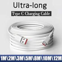 Cable de carga rápida USB tipo C de 6A y 1M a 14M de longitud extra, cables de carga USB-C para Android de 3M, 5M, 8M, 10M, 12M, 14M