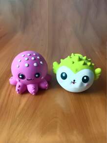 1pc Pet Latex Squeak Toy, Floating Octopus/Shark/Puffer Fish, Self-Entertainment Dog Toy - Multi-Color - Multicolor - View 11