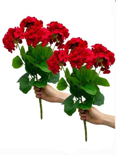 1/4 piezas Geranios artificiales de seda para exteriores, arbustos de geranios artificiales, flores de geranios falsas para decoración floral del hogar, jardín interior, patio, cementerio, jarrones, centros de mesa