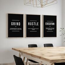 Juego de 3 Carteles con citas inspiradoras en blanco y negro sin marco, decoración mural elevadora, arte de pared de lienzo resistente al agua, pintura mural como regalo, póster motivacional para dormitorio, sala de estar, oficina, comedor, gimnasio, hogar y decoración de dormitorio