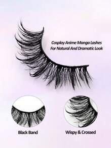 Sibeuna 7 Pairs Wet Look Cartoon Style False Eyelashes, Create Japanese Cosplay Looks, Spiky False Lashes, Anime Style Lashes, Lightweight & Fluffy Faux Mink Doll Lashes, Fairy Makeup - 尖尾漫畫款 - 查看 4