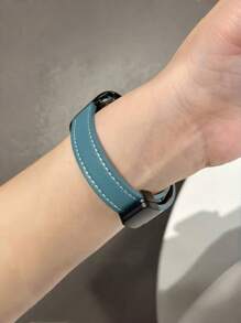 1条复古皮革磁吸表带，兼容38/40/41/42/44/45/46/49mm Ultra/Ultra2/SE/SE2/11/10/9/8/7/6/5/4/3/2/1等型号手表，适合作为返校礼物 - 藍色 - 查看 3