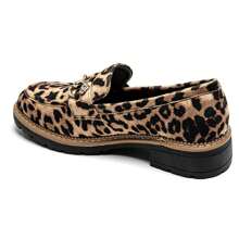 Women's Flat Loafers | Thick Sole Design, Decorated With Chain - LEOPARD - View 4