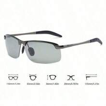 One Piece - Klasyczne światłoczułe okulary z polaryzacją i zmieniającą kolor metalową oprawką, męskie w kolorze broni, Half Edge/Half Edge, z antypoślizgowymi i zmieniającymi kolor okularami, do jazdy samochodem, wędkowania i jazdy na rowerze. Half Edge/Half Edge okulary z metalową oprawką zmieniającą kolor, do użytku w dzień i w nocy, akcesoria rekreacyjne mogą być używane do ochrony akcesoria do okularów łatwy komfort swobodne stroje okulary do jazdy na rowerze na świeżym powietrzu na letnie wakacje na plaży, na zewnątrz, w podróży