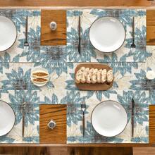 1pc/1set Sunflower Pattern Linen Placemats, Tablecloth And Table Runner Set, 12"X18"/13"X72" Seasonal Kitchen Dining Table Decor, Party & Home Decoration - Multicolor - View 8
