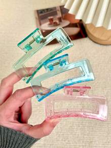 1/6/12pcs, Transparent Rectangular Hair Claw In 12 Candy Colors, Perfect For Daily Wear, Casual Parties, Work Commute, Vacation, Cleaning, Makeup, Clothing And Accessories Matching, Hair Claw Jewelry Clip
