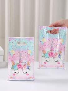 10/25/50pcs Rainbow Unicorn Birthday Party Gift Packing Bags With Handle Pink Unicorn Printed Thank You Plastic Gift Bags, Unicorn Theme Babe Shower Birthday Party Wrapping Supplies, Rainbow Unicorn Pattern Small Shopping Bags, Birthday Party Table Decorations, Birthday Party Diy Gift Pouches, Diy Baking Kitchen Packging Bags, Unicorn Theme Party Favors - Rainbow Unicorn - View 7