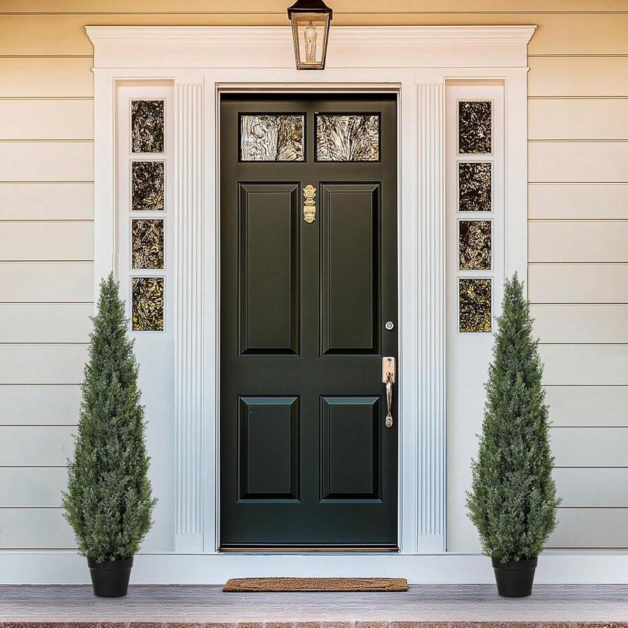 (2 Pack) Artificial Plants Large Cedar Tree 90cm/120cm Artificial Plants Like Real In Pot Plastic Fake Plant For Home Living Room Garden Outdoor Decoration - màu xanh lá - Xem 1
