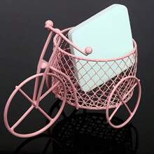 1pc Iron Bicycle Design Makeup Brush Organizer - Decorative Glass Basket Holder For Cosmetic Tools, Unscented Wedding Favor Candy Packaging Decor