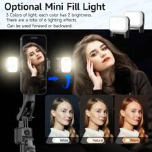 Tripé com Rastreamento Facial Automático para Smartphones, Bastão Selfie Bluetooth Retrátil 3 em 1 de Alumínio, Tripé para Telefone com Rotação de 360°, Controle Remoto Sem Fio e Suporte para Telefone, Bastão Selfie Tripé para iPhone 16/15/14/13/12 Pro, Android, Preto