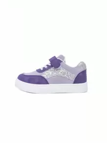 Girls Spring&Autumn Shoes 2025 New Sequin Patchwork Non-Slip Sneakers - Purple - View 5