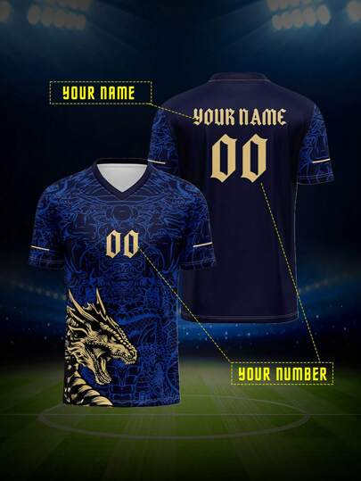 2025 Sommar/Höst Skräddarsy din egen tröja, Andningsbar och snabbtorkande 210g vår/sommartröja i ett stycke, , Träningströja med V-ringning för sportlag/klubbar, Namn, nummer och logotyp tryckt fram och bak, Lämplig för vardagskläder, fester och sammankomster, Bekväm och med passform.