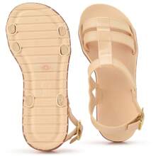 Kit 2 Women's Sandals Comfortable Elegant Low Promotion - 黑色和米色 - 查看 6