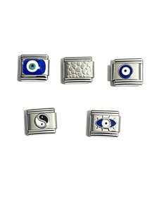 5个9*10mm不锈钢方形眼形模块化手链链节，焊接嵌入式，不易脱落，DIY手工手链配件，创意珠宝工艺材料 - Eye Modular Bracelet - 查看 12