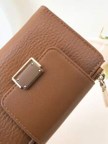 MINGYOU Women Buckle Wallet PU Soft Tree Bark Texture High-Grade Multi-Function Fashion Casual Cardholder Zip Minimalist Student Coin Purse Compact And Portable Wallet Purse Wallet Mini Wallet Small Wallet - Brown - View 4