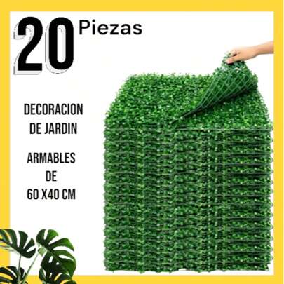 20 piezas De Muro Verde Follaje Artificial Armable Para La Decoración De Su Hogar Jardin